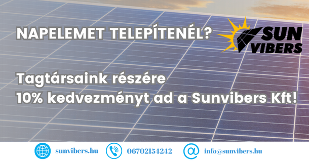 Napelem: tagtársainknak 10% kedvezmény! (x)